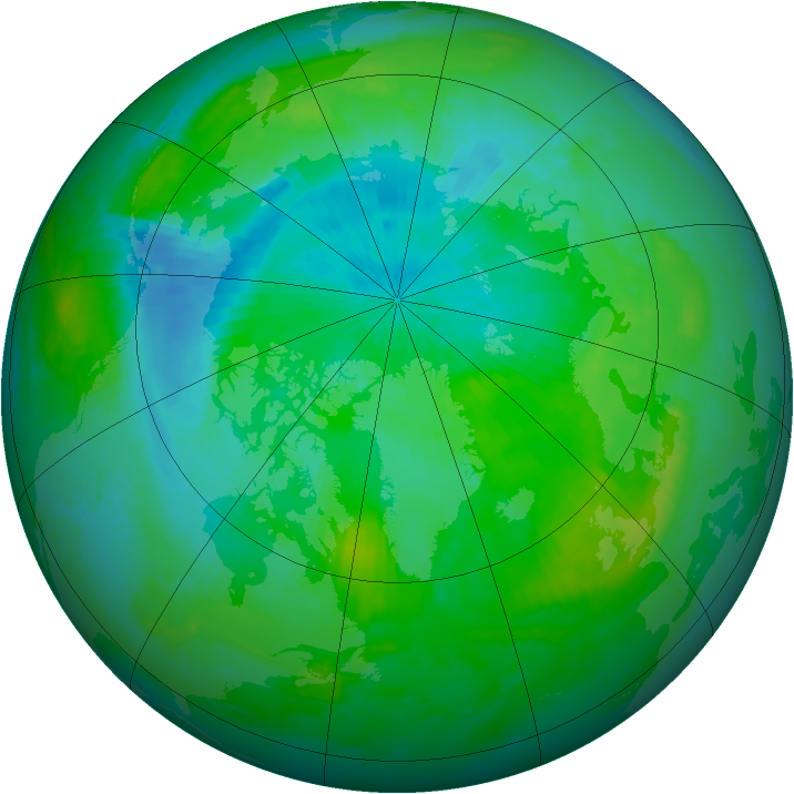 Arctic ozone map for 19 August 1999